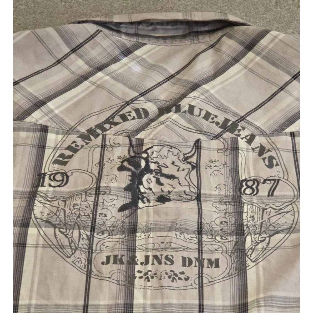 Culture Shirt Mens Large 3XL Gray Plaid Western Grundge  Long Sleeve